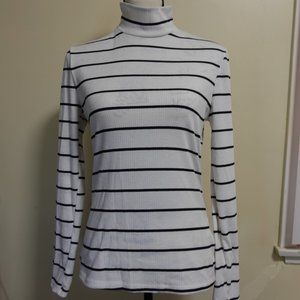 SHEIN Essnce Striped Print Turtleneck Tee